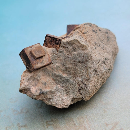 Limonite after Pyrite Cubes on Matrix from the Harquahala Mountains, Arizona | Pseudomorph Rock Specimen | 25.17g | Raw Stone | Geology Gift