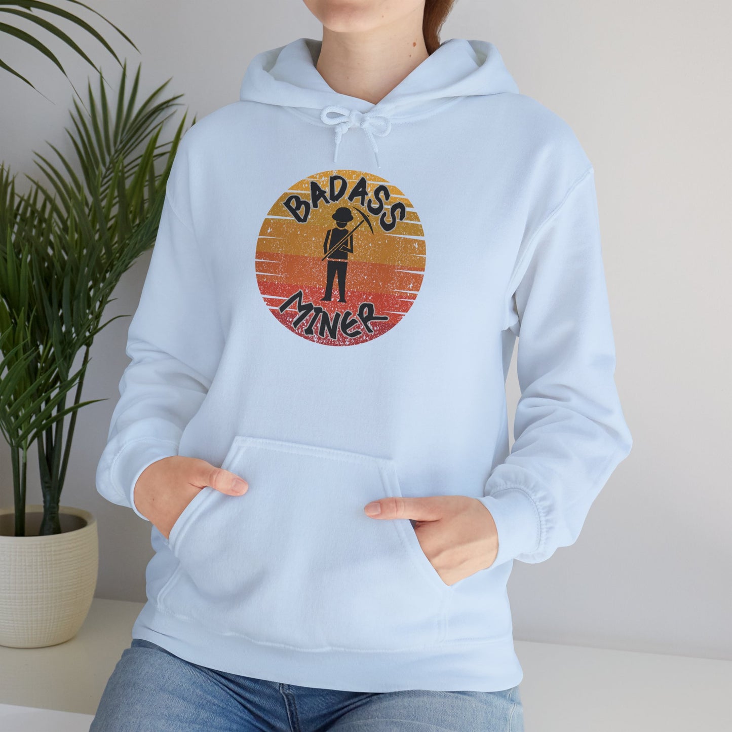 Badass Miner Rock Hammer Sunset Hoodie Unisex Hooded Sweatshirt
