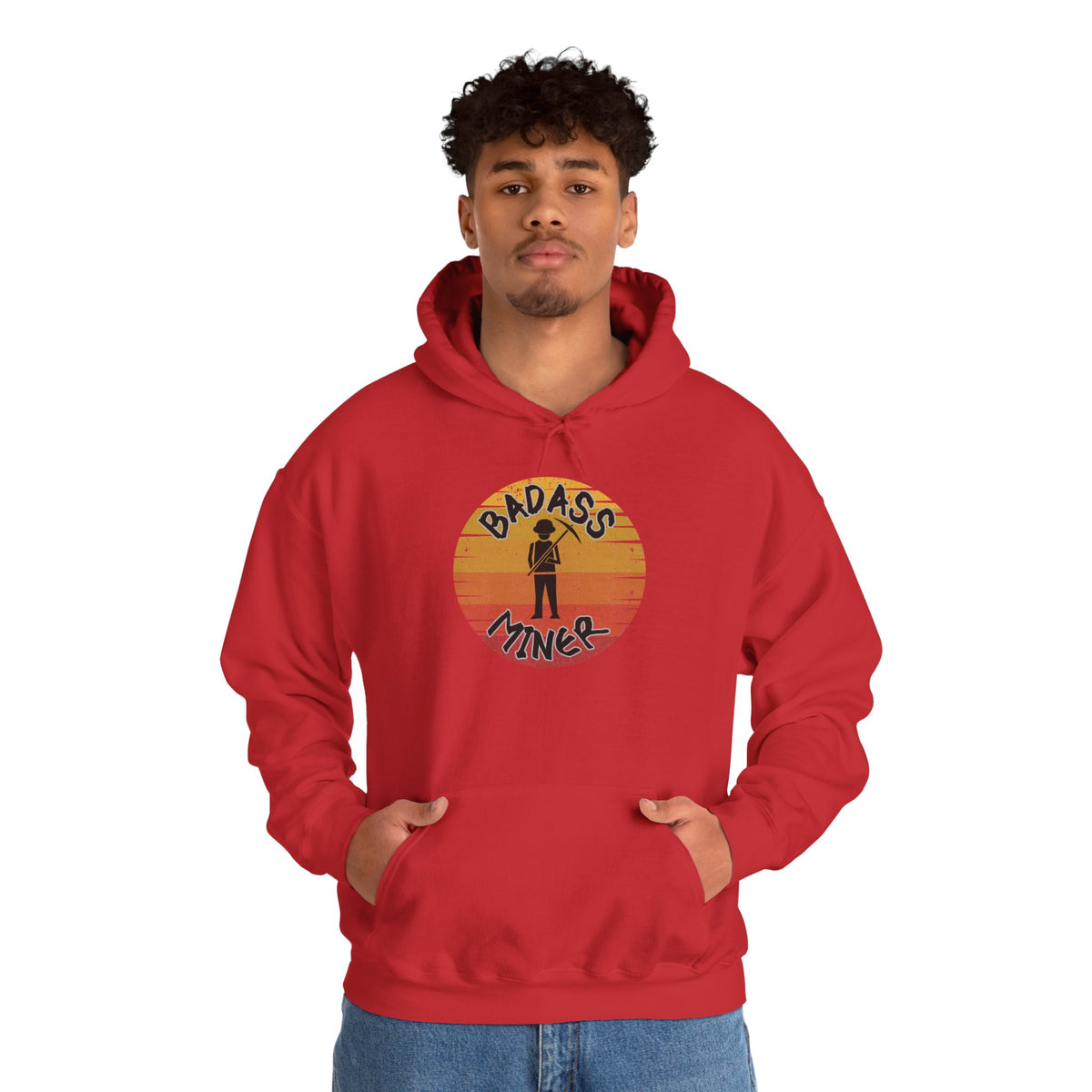 Badass Miner Rock Hammer Sunset Hoodie Unisex Hooded Sweatshirt