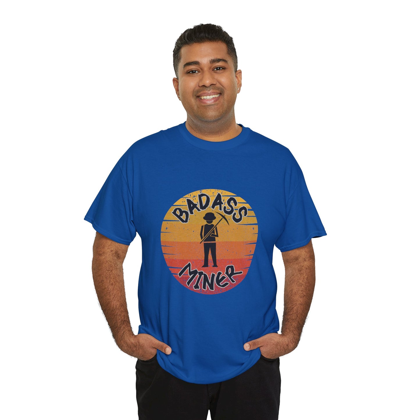 Badass Miner Rock Hammer Sunset Unisex Cotton Tee