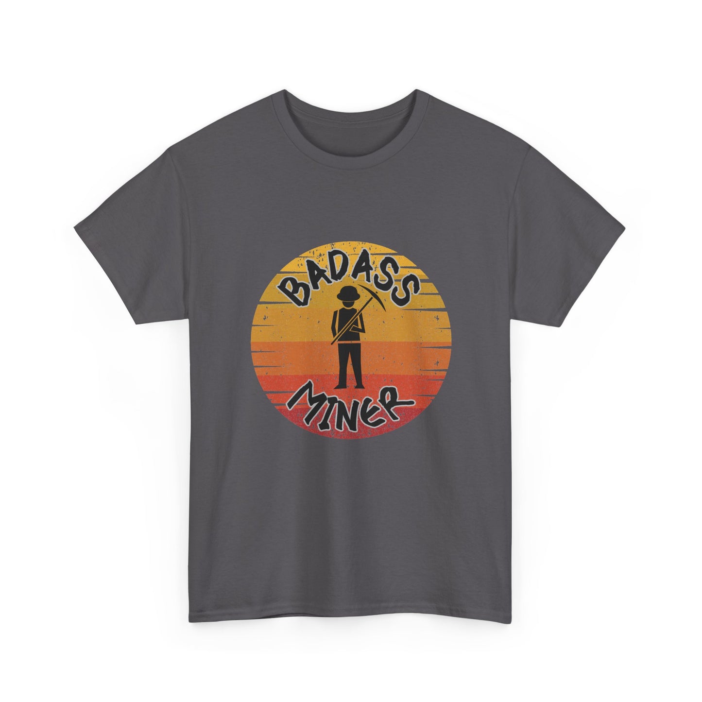 Badass Miner Rock Hammer Sunset Unisex Cotton Tee