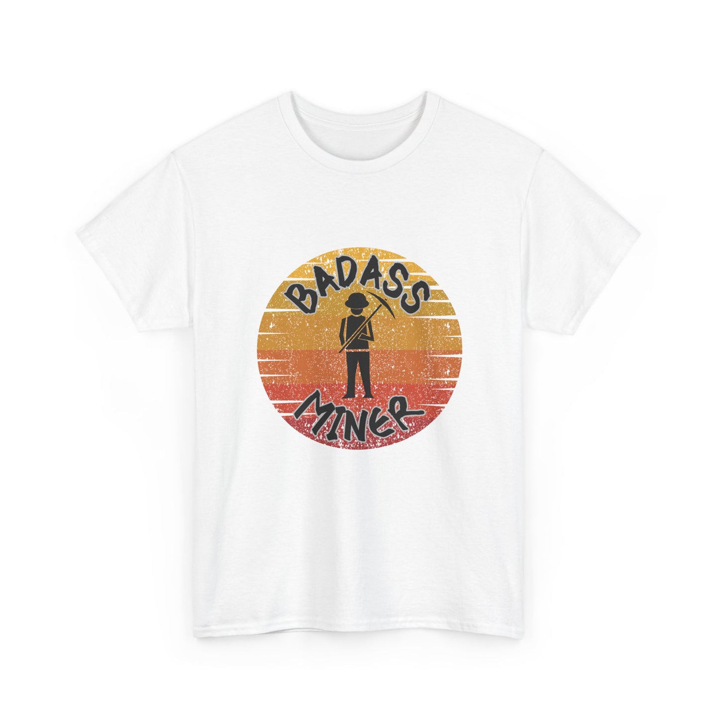 Badass Miner Rock Hammer Sunset Unisex Cotton Tee