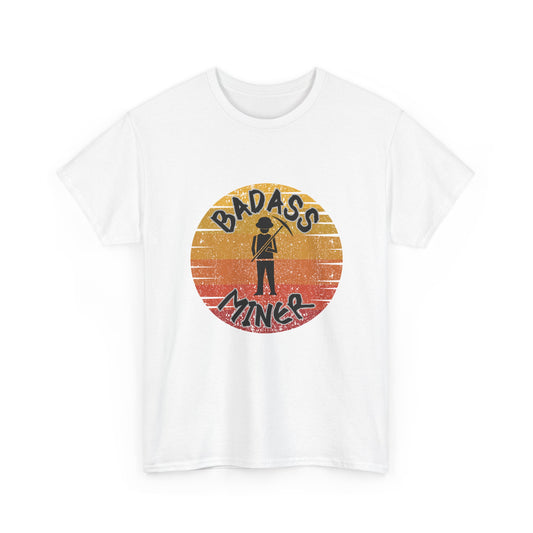 Badass Miner Rock Hammer Sunset Unisex Cotton Tee