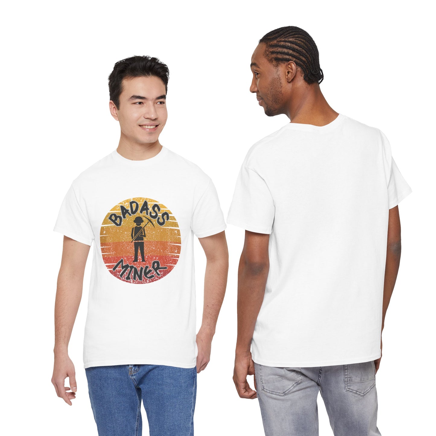 Badass Miner Rock Hammer Sunset Unisex Cotton Tee