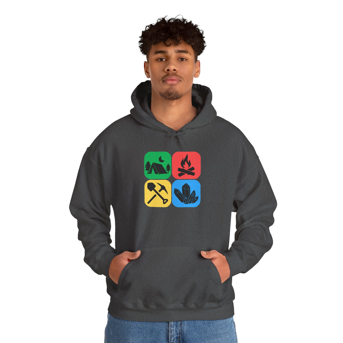 Color Block Icon Rockhound Hoodie Camping Adventure Unisex Hooded Sweatshirt