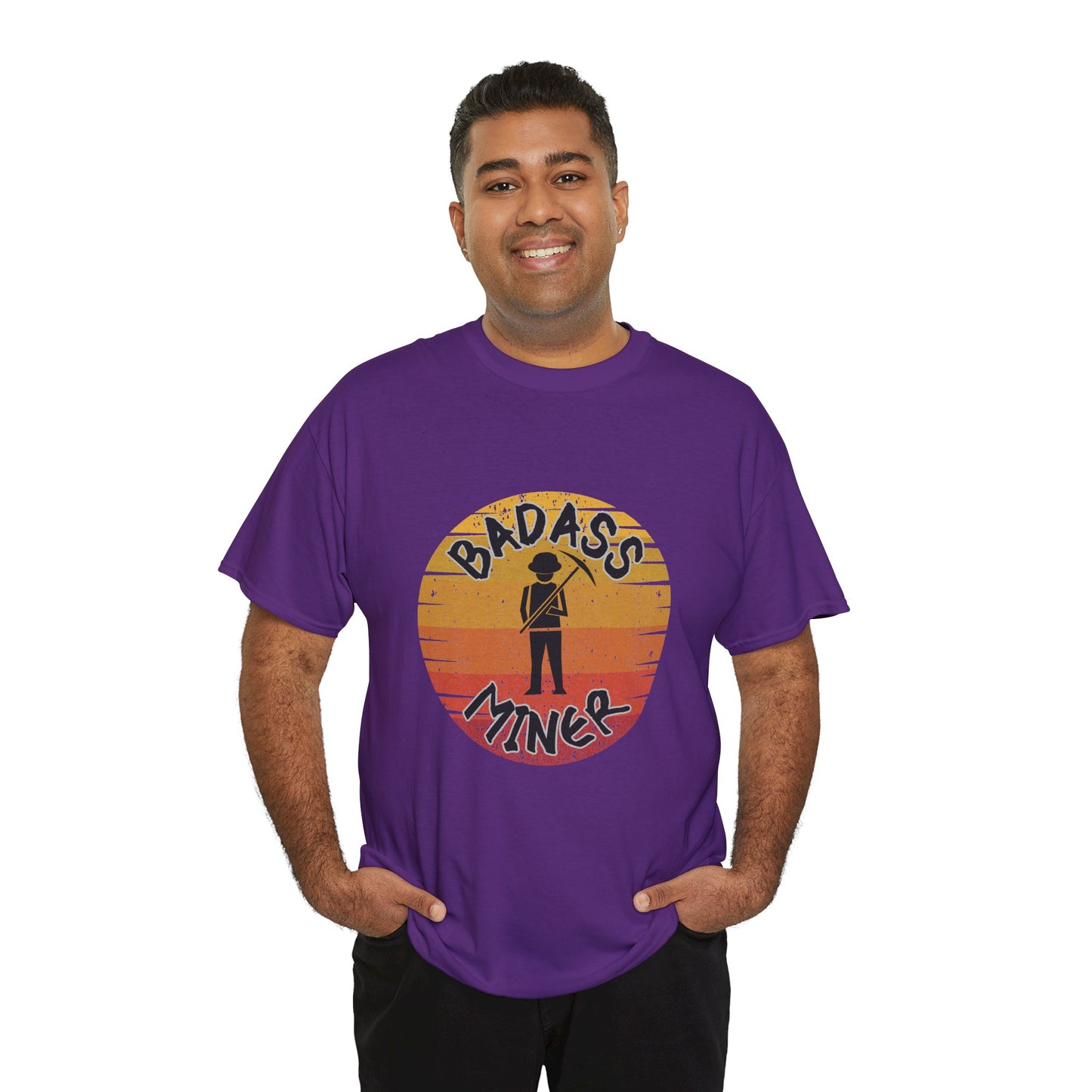 Badass Miner Rock Hammer Sunset Unisex Cotton Tee
