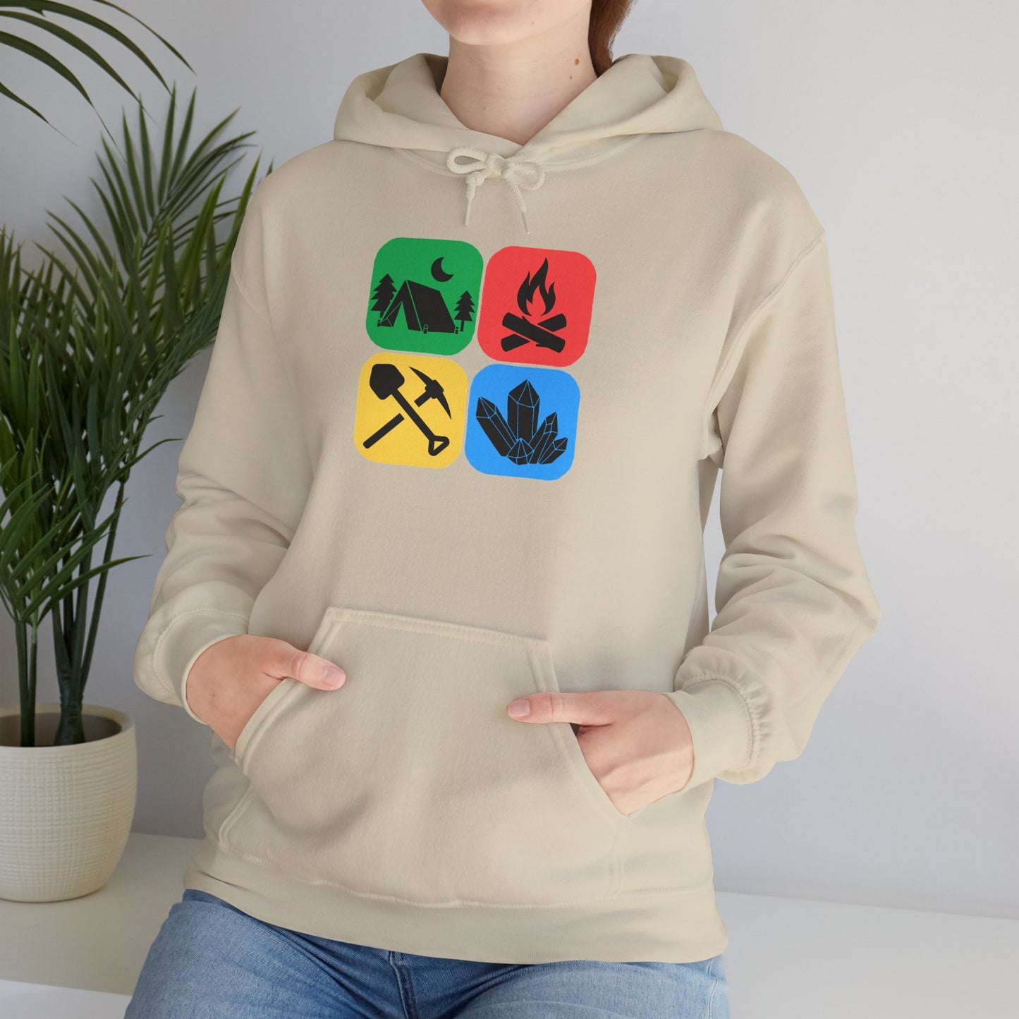 Color Block Icon Rockhound Hoodie Camping Adventure Unisex Hooded Sweatshirt