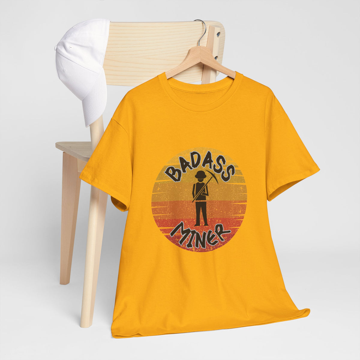 Badass Miner Rock Hammer Sunset Unisex Cotton Tee