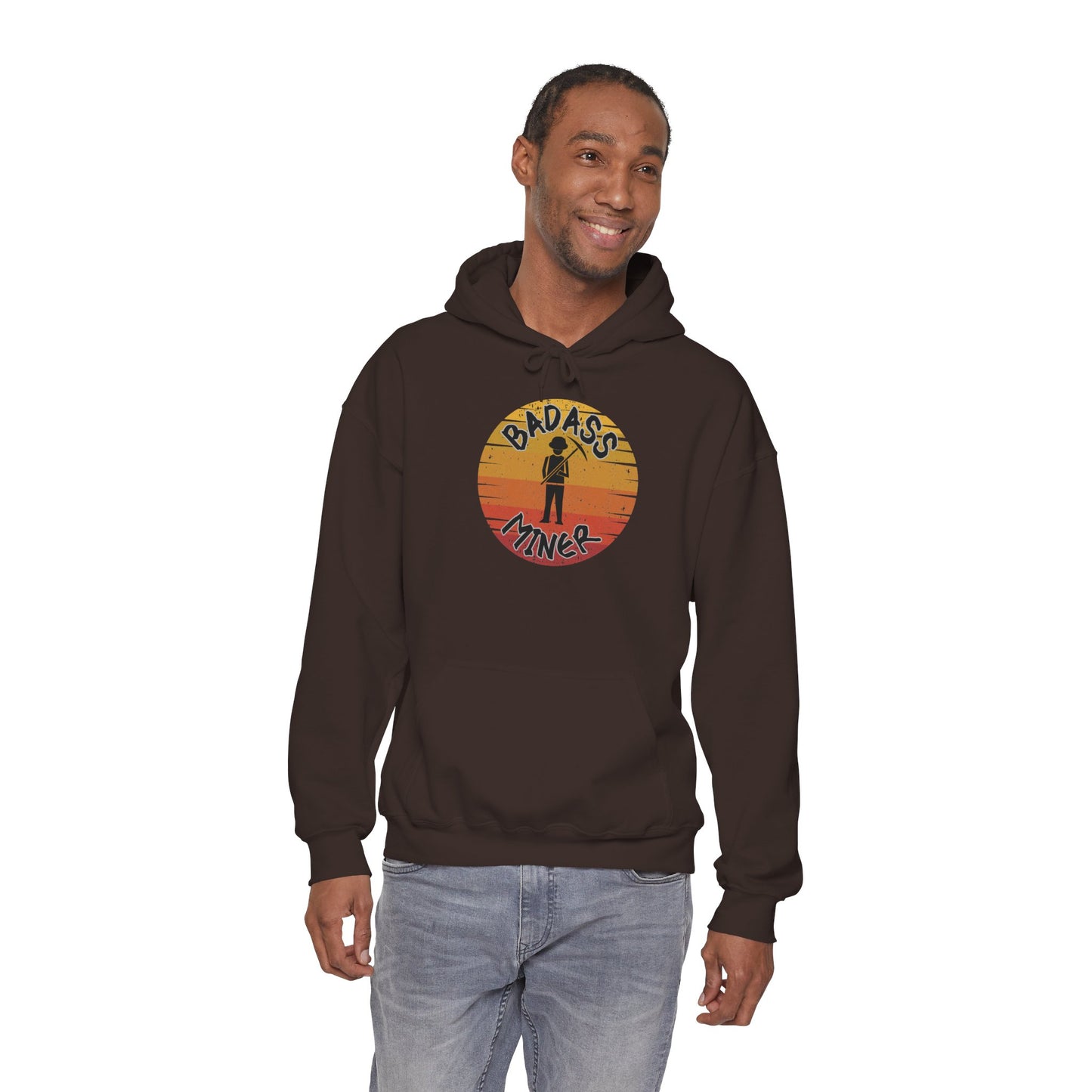 Badass Miner Rock Hammer Sunset Hoodie Unisex Hooded Sweatshirt