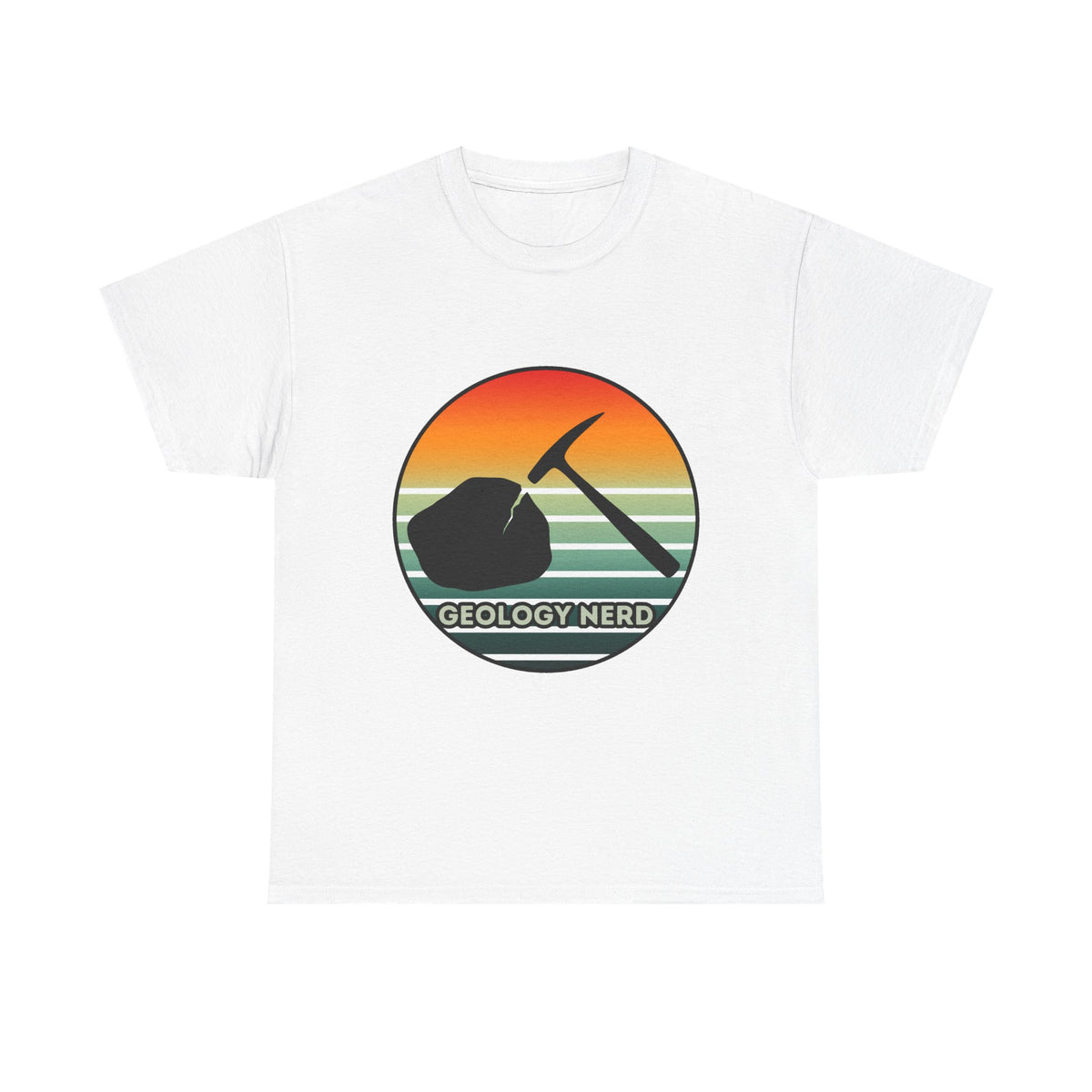 Geology Nerd T-Shirt Rock Hammer Sunset Silhouette Rockhound Geologist Gift