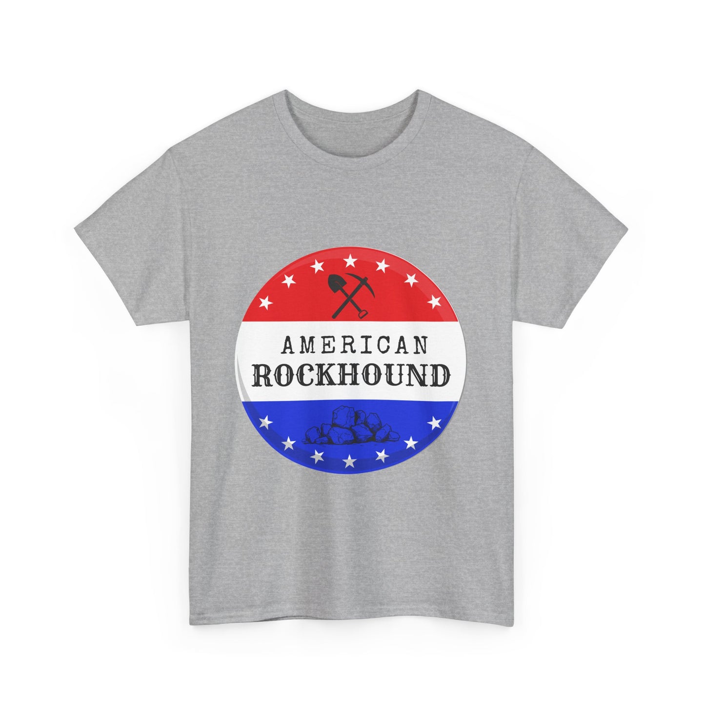 American Rockhound Unisex Tee, Red White Blue Rock Collector Shirt, Patriotic Mineral Top, Geology Gift, Crystal Tee, Geologist Apparel
