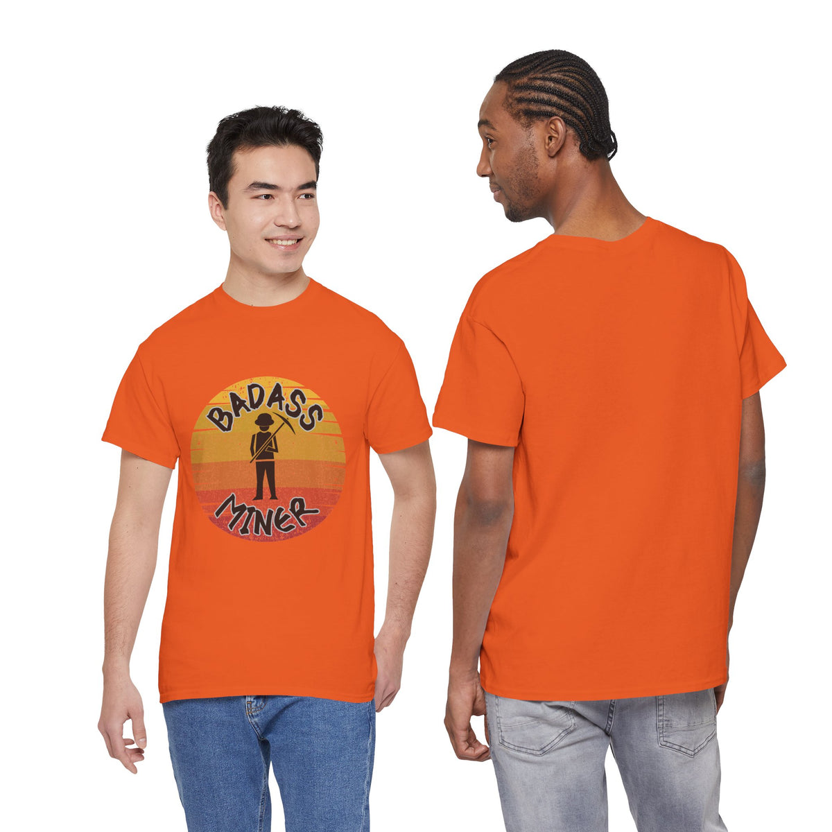 Badass Miner Rock Hammer Sunset Unisex Cotton Tee