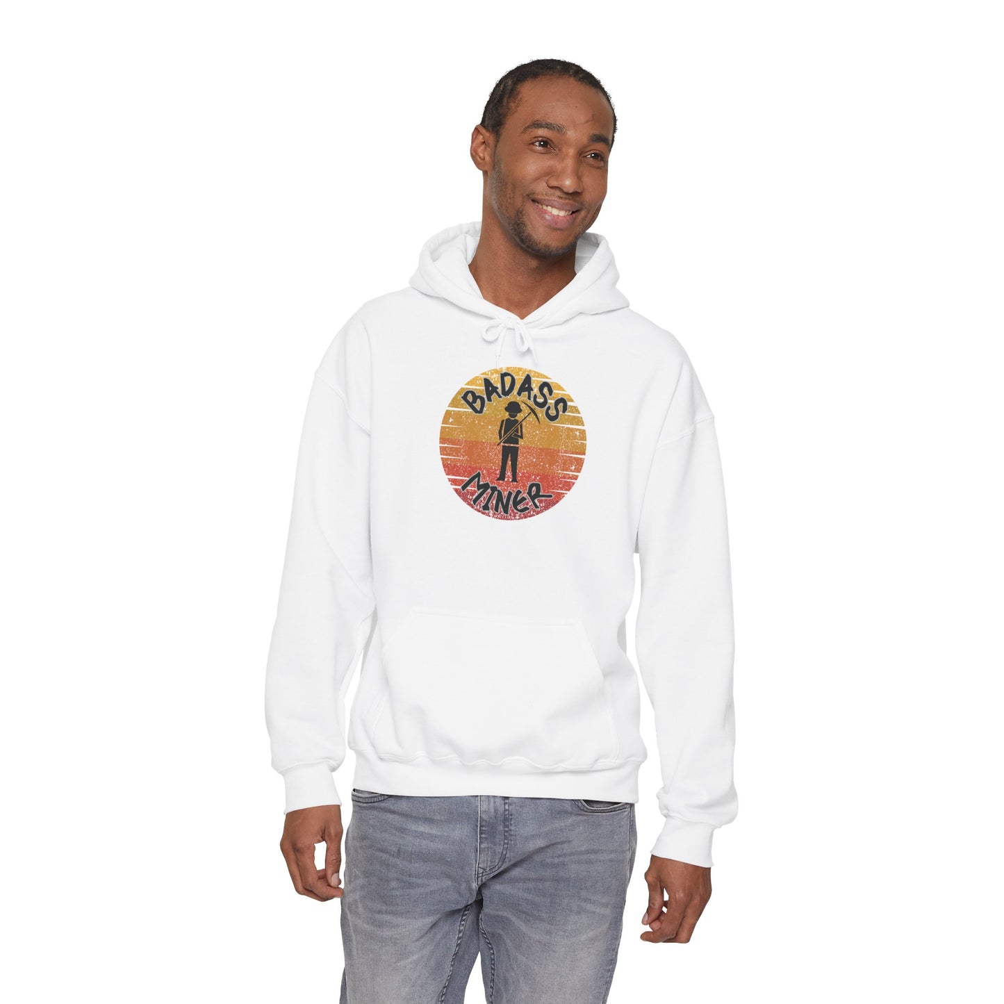 Badass Miner Rock Hammer Sunset Hoodie Unisex Hooded Sweatshirt
