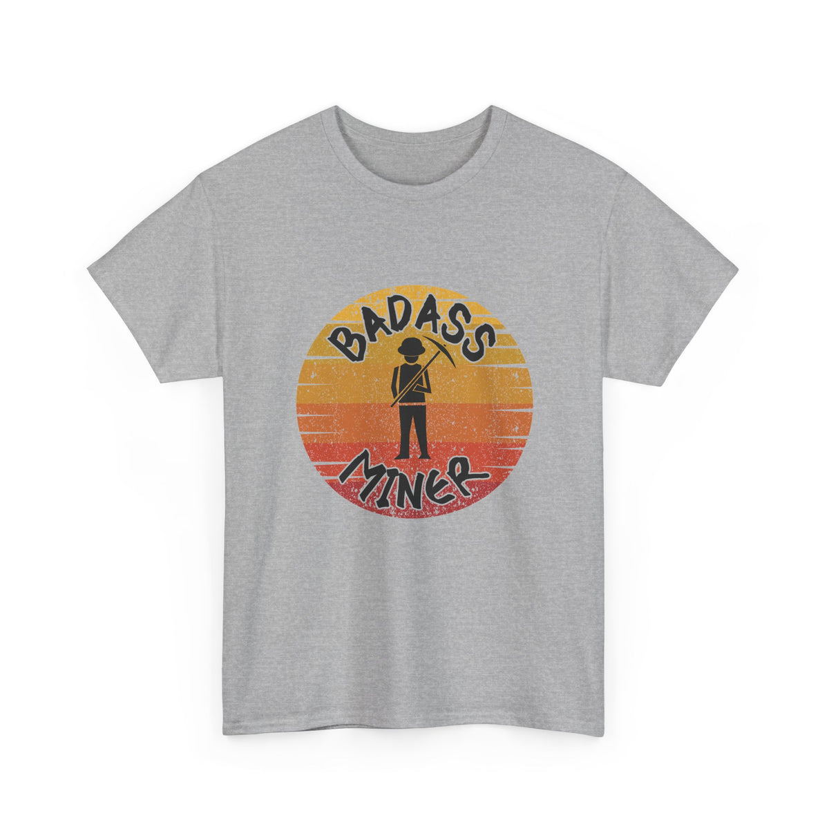 Badass Miner Rock Hammer Sunset Unisex Cotton Tee