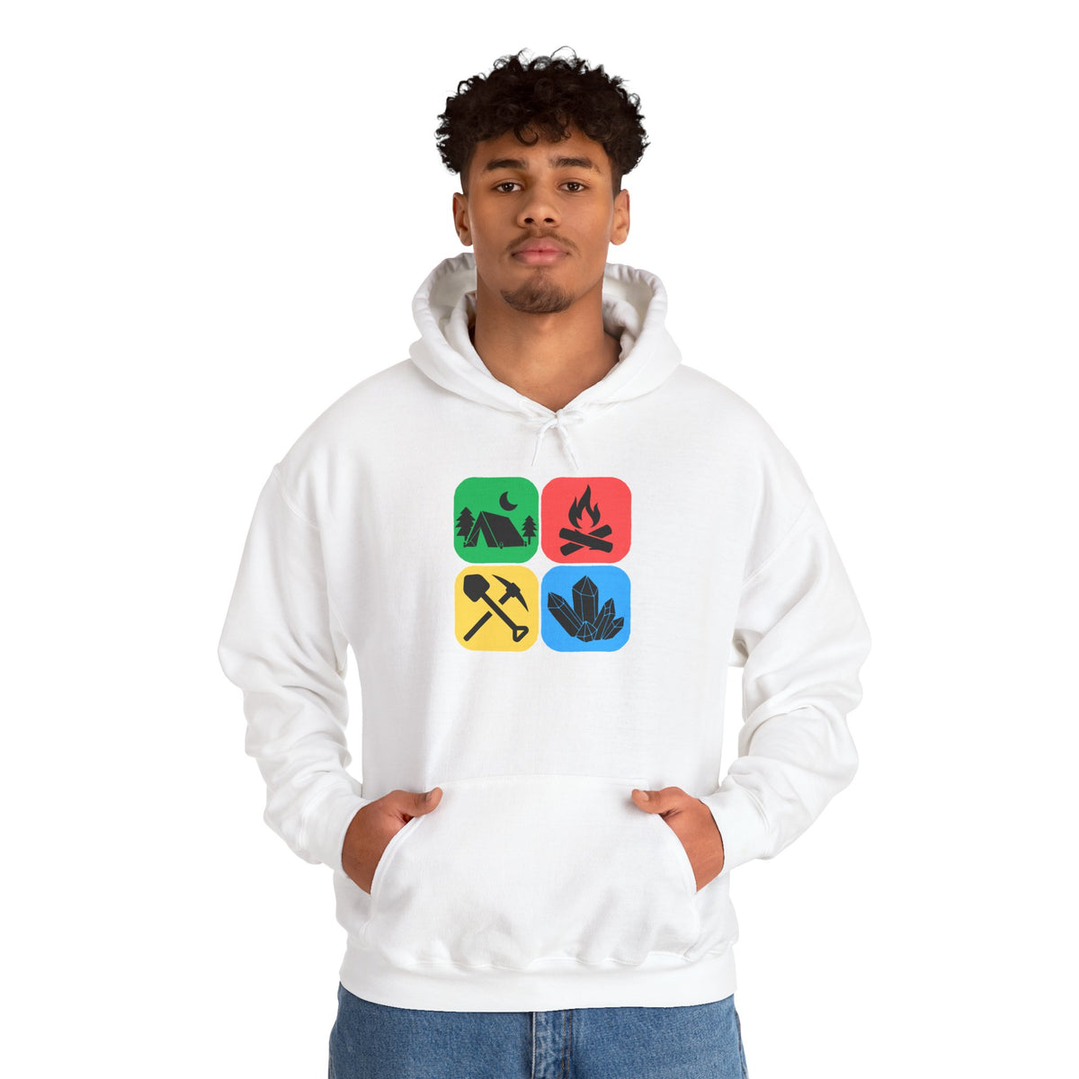 Color Block Icon Rockhound Hoodie Camping Adventure Unisex Hooded Sweatshirt
