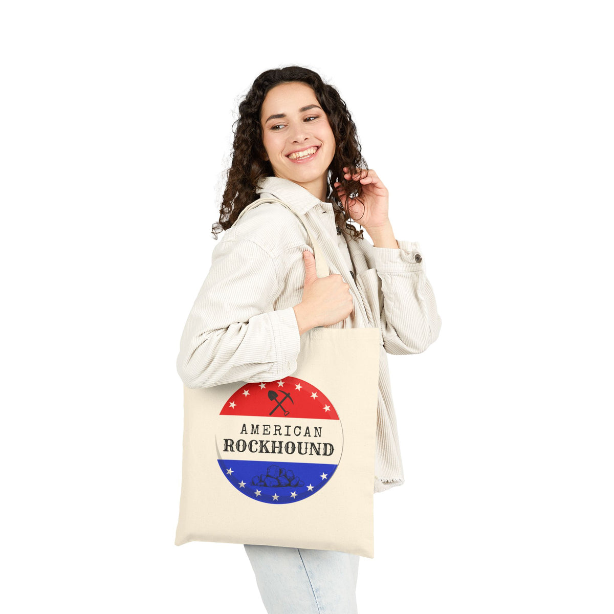 American Rockhound Tote Bag Patriot Geology Rockhound Cotton Canvas
