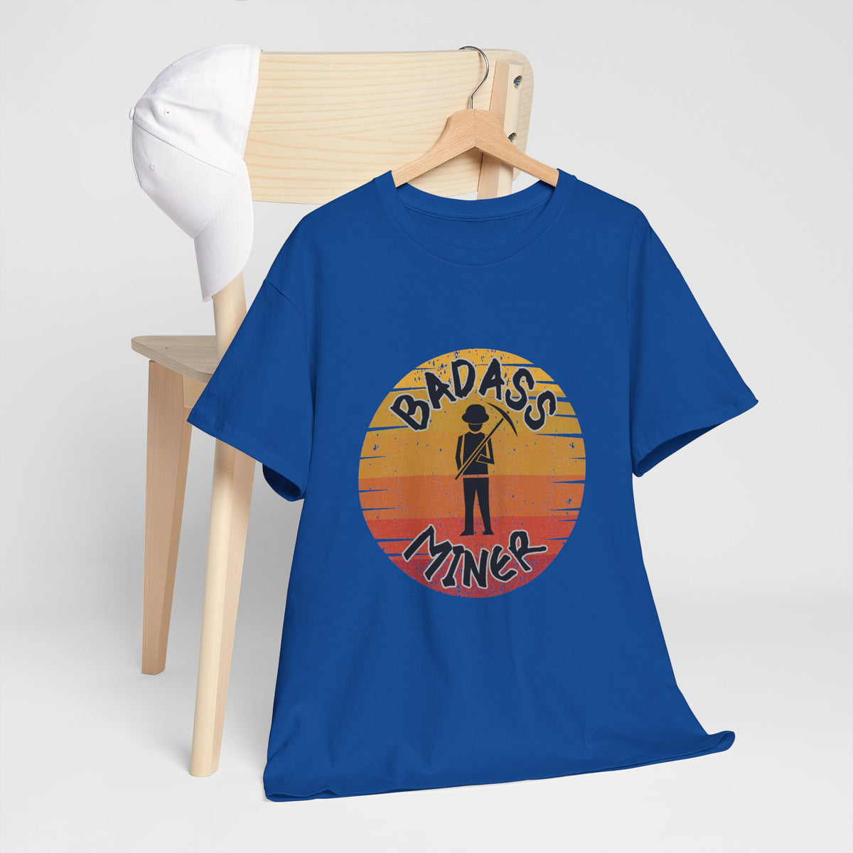 Badass Miner Rock Hammer Sunset Unisex Cotton Tee