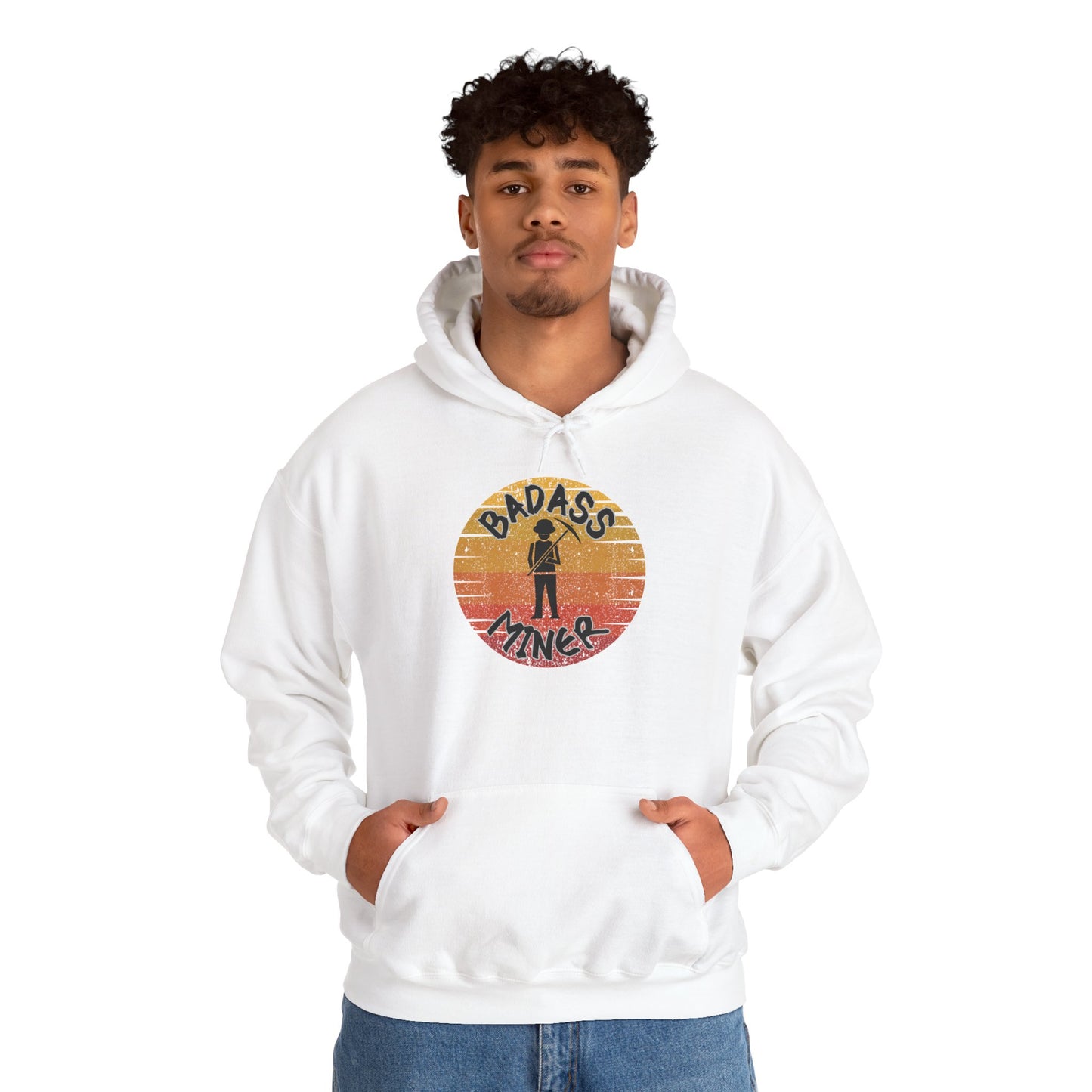 Badass Miner Rock Hammer Sunset Hoodie Unisex Hooded Sweatshirt