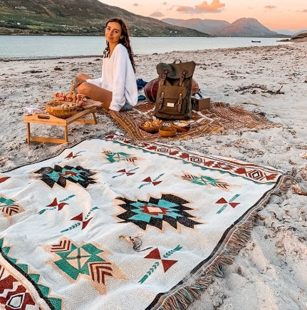 Portable Bohemian Picnic Mat, Vintage Style Blanket for Outdoor Adventures