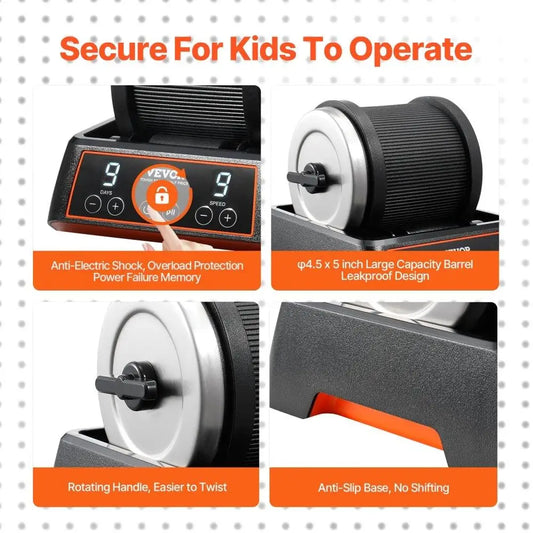 Rock Tumbler Kit 2.5 lbs 9 Speeds 9 Day Timer with Grits