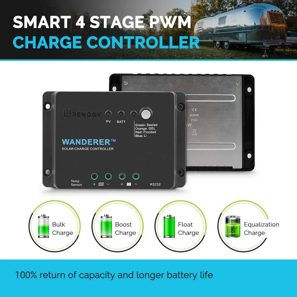 Renogy Wanderer Li 30A 12V PWM Solar Charge Controller Solar Panel Regulator