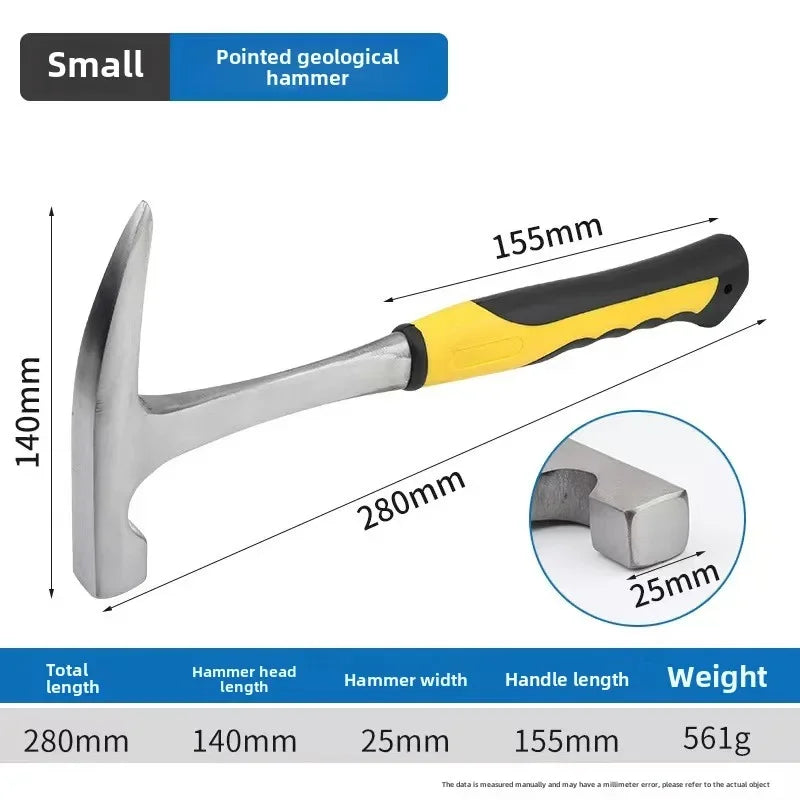 Geological Hammer High Carbon Steel Rock Pick Hammer with Arc for Survey Mine Exploration Geological Prospecting Hammer