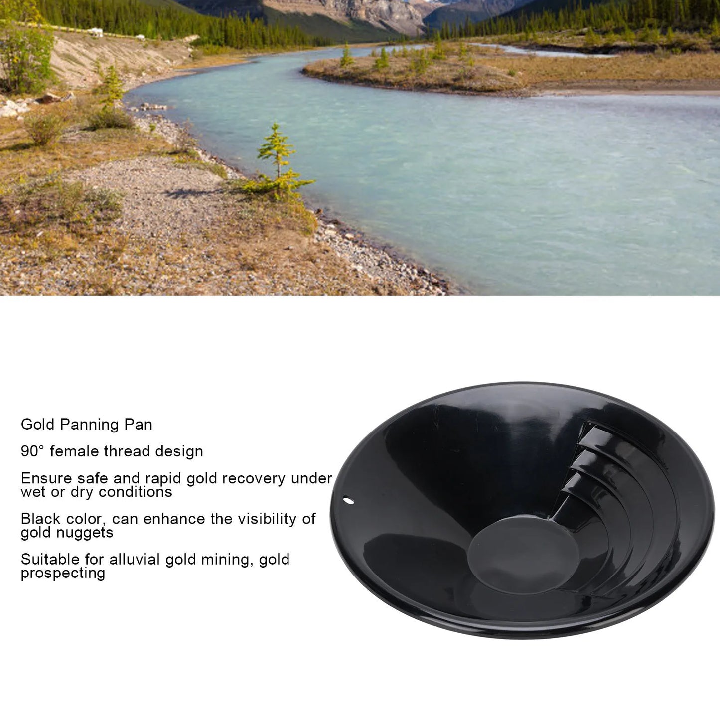 10 Inch Gold Pan 10 Inch Gold Pan Black Round ABS Sturdy Lightweight Gold Panning Pan for Prospecting Gold Pan Gold Panning Pan