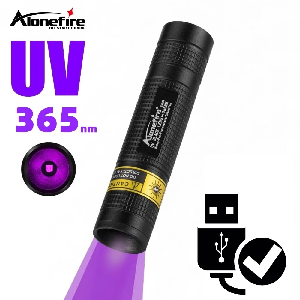 365nm Mini UV Led Blacklight Flashlight Usb Rechargeable Geology Yooperlites Fluorescent Rocks Mineral Light