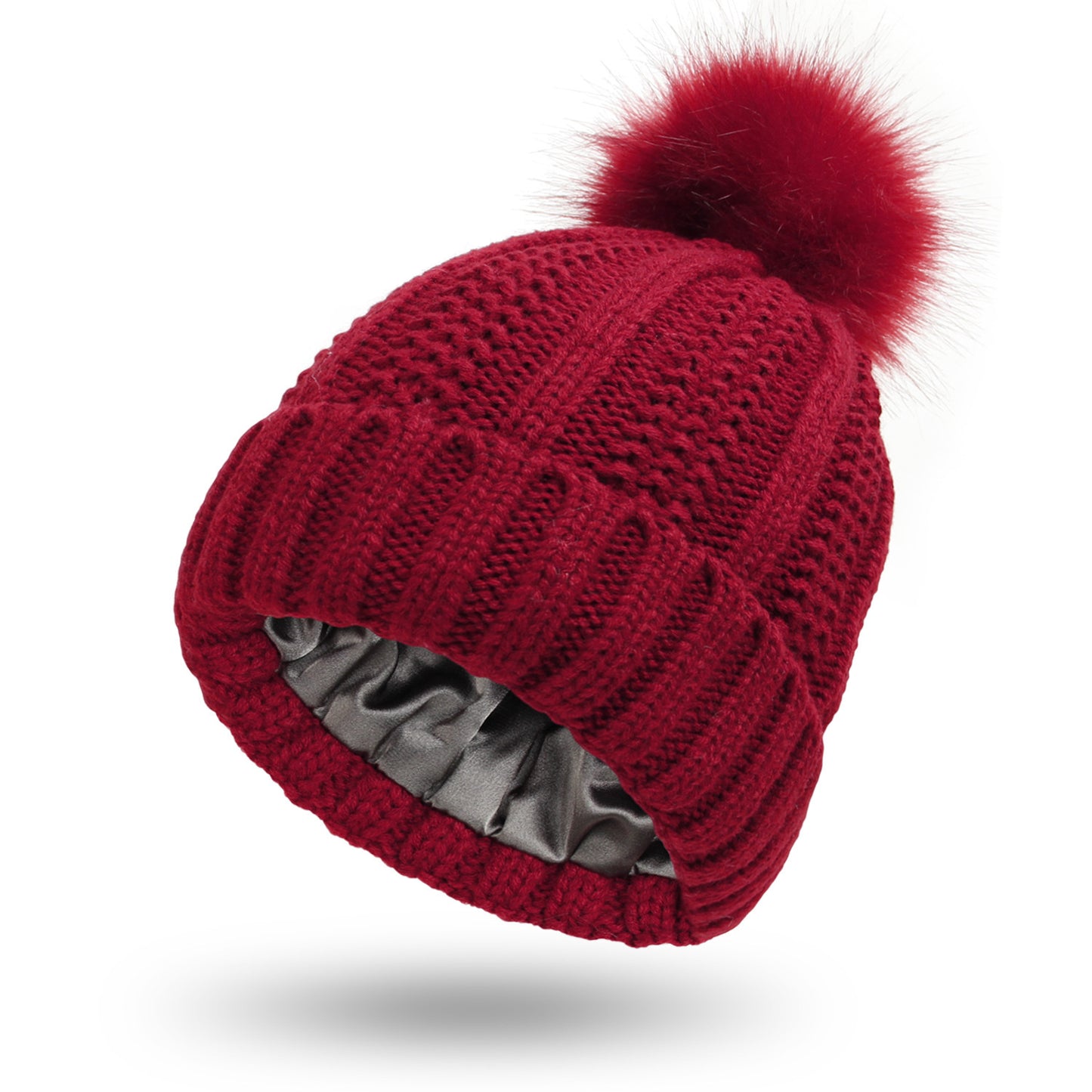 Satin-Lined Wool Knit Beanie for Outdoor Lovers & Adventurers – Warm, Windproof, Frizz-Free Winter Hat with Paisley Lining