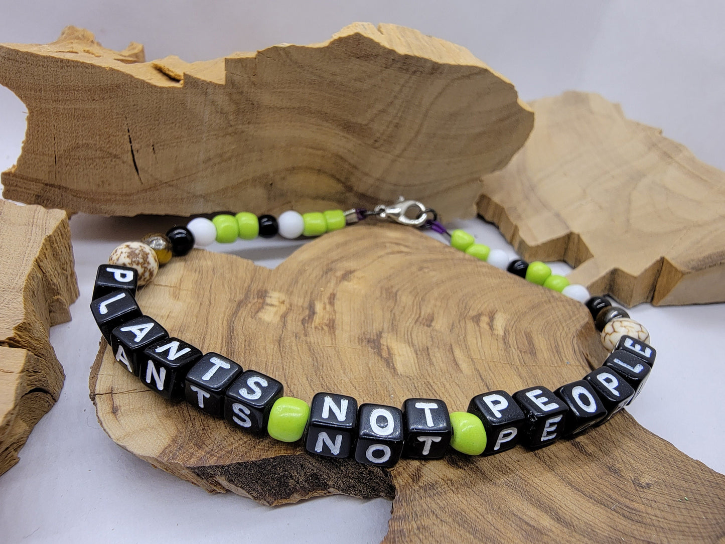 Plants Not People Bead Bracelet | Cute Funny Jewelry for Plant Lover or Gardener