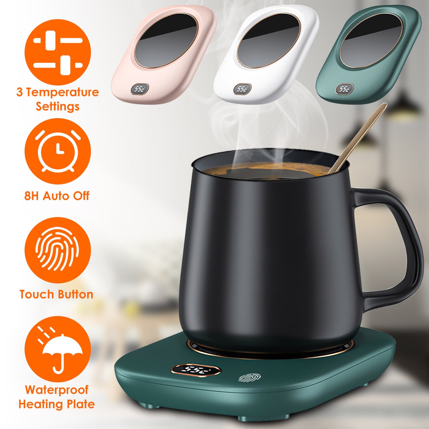 Electric Coffee Mug Warmer For Desk Auto Shut Off USB Tea Milk Beverage Cup Heater Heating Plate For Office Home 3 Temperature Setting, 3 Color Options, 1 Piece
