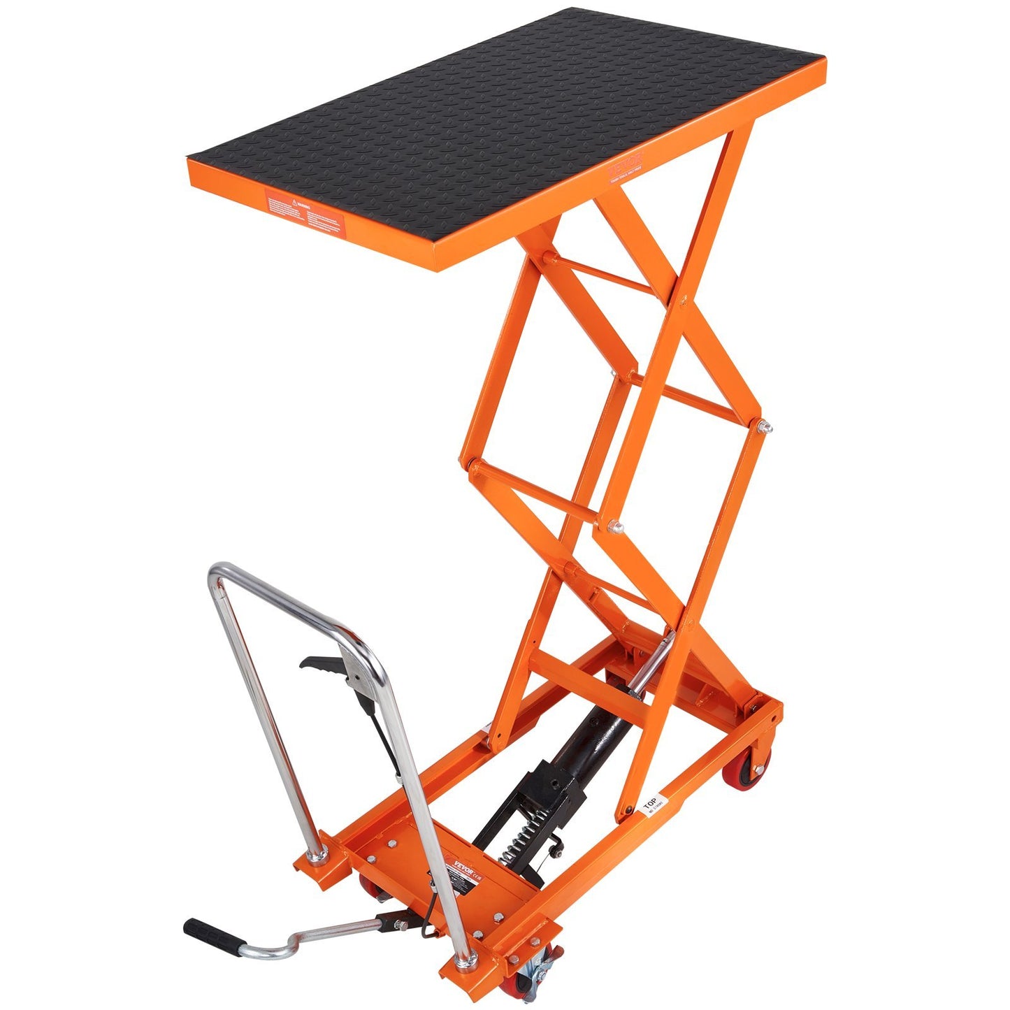 Hydraulic Lift Table Cart 330 lbs Capacity, Orange Powder-Coated Heavy-Duty Scissor Lift Cart
