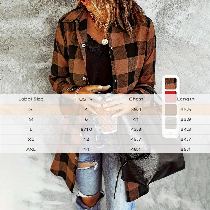 Women's Long Sleeve Plaid Print Button Front Casual Shirt For Spring & Fall
