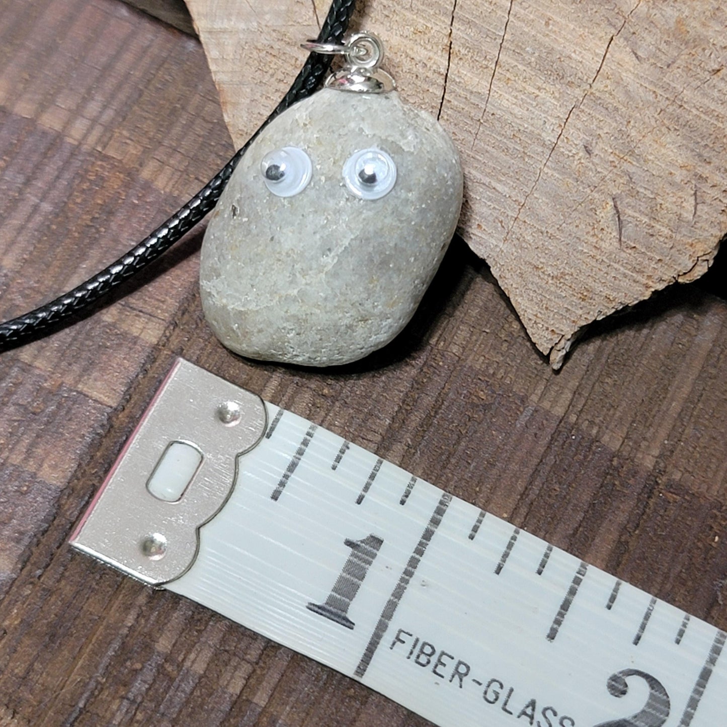 Googly Eyes Rock Necklace | Natural Stone Jewelry | Funny Leaverite Pendant | Gift for Rockhound or Geologist