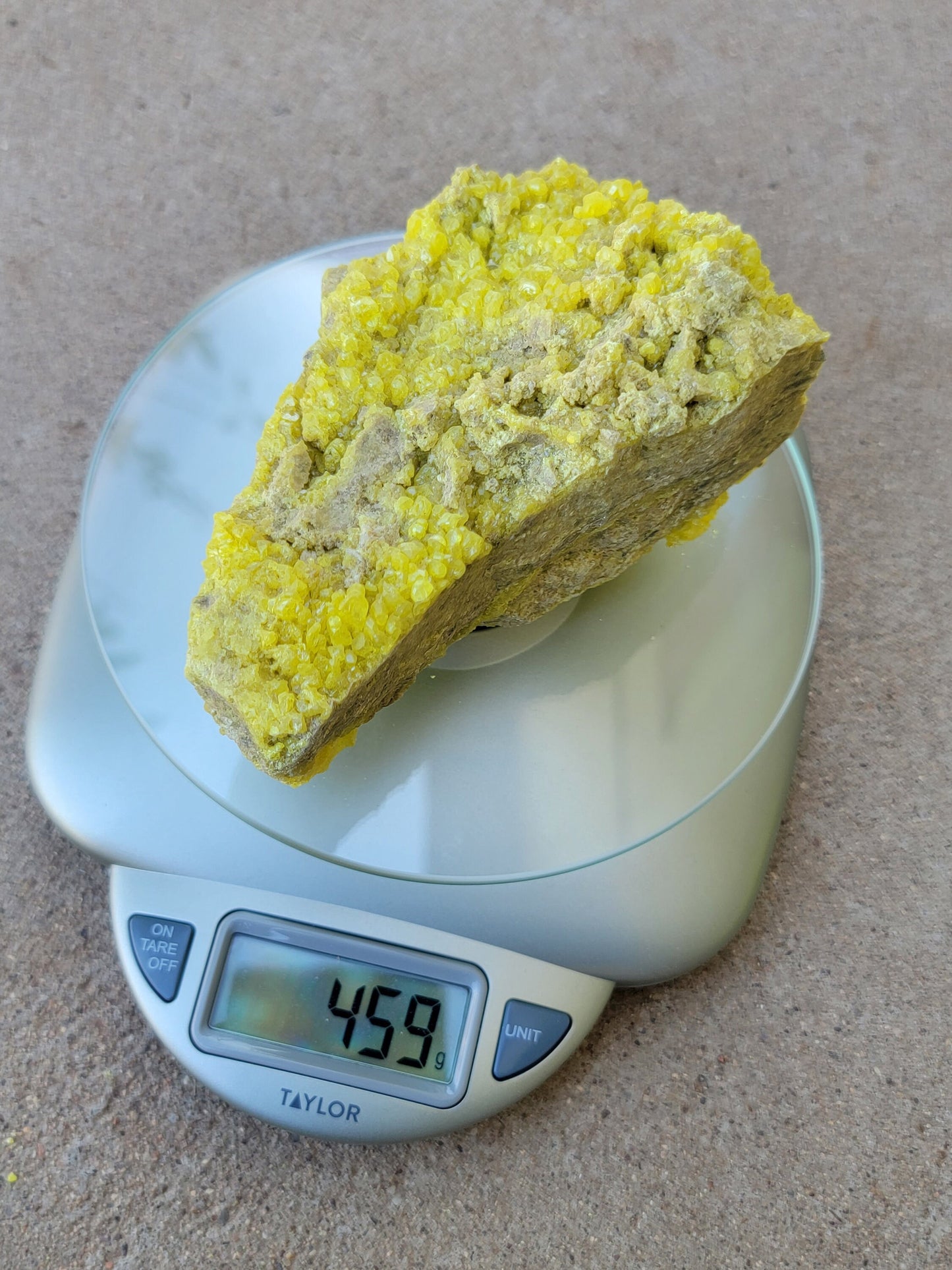 459 g Natural Sulfur Rock Specimen | Yellow Crystal Display Mineral | Raw Stone | Geology Gift | Bolivia