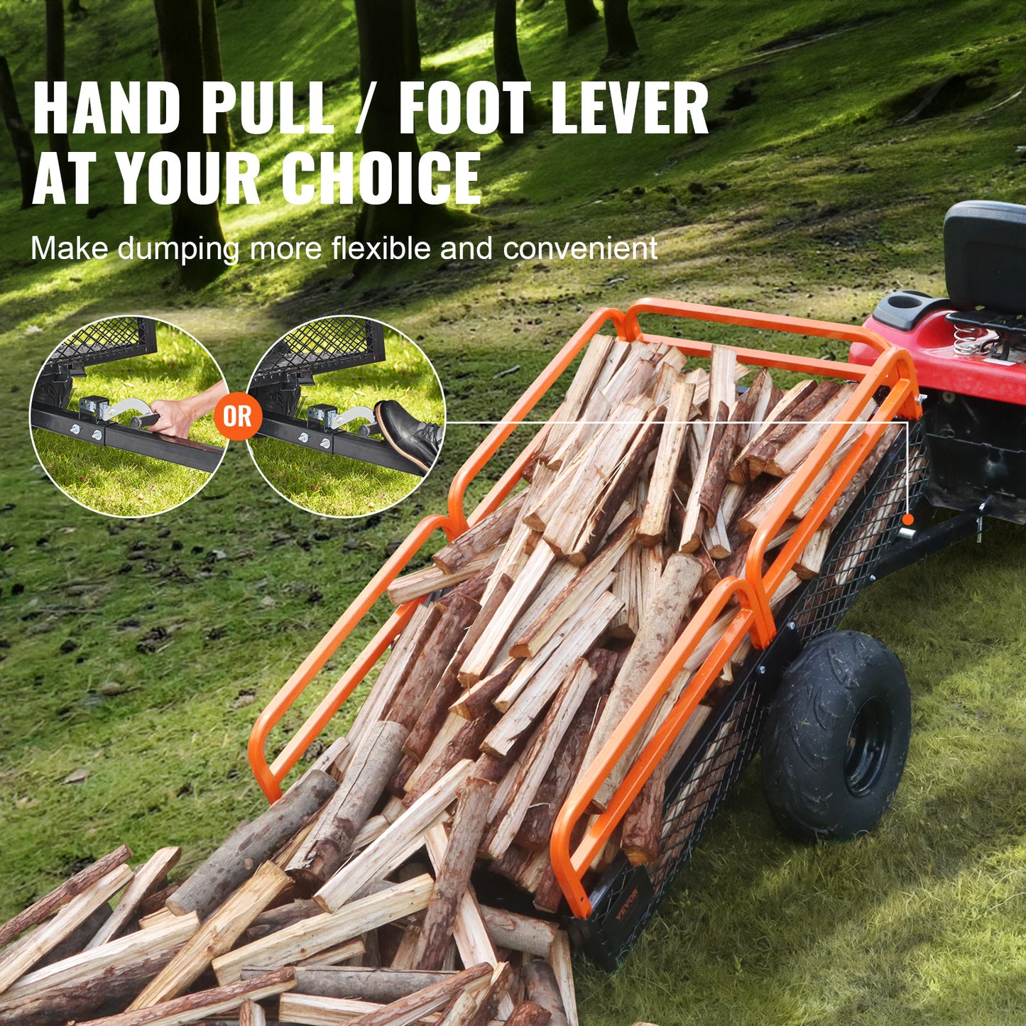 Heavy-Duty Steel ATV Dump Trailer 1500 lb Capacity, 15 Cu. Ft. Rockhounding & Mining Hauler with Removable Sides