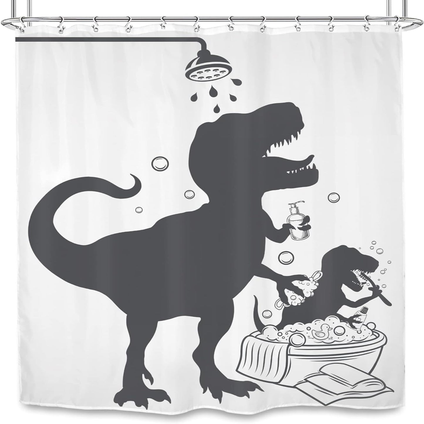 Dinosaur Silhouette Shower Curtain – Prehistoric Style for Science Lovers and Bold Bathrooms