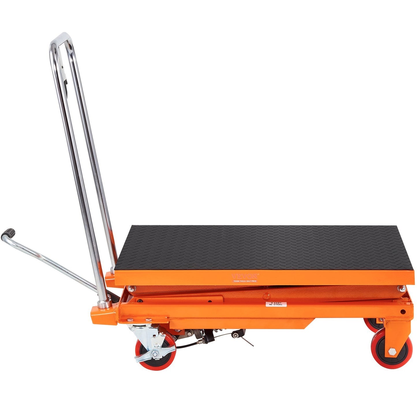 Hydraulic Lift Table Cart 330 lbs Capacity, Orange Powder-Coated Heavy-Duty Scissor Lift Cart
