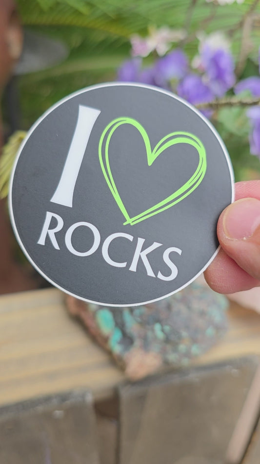 I Love Rocks Geology Sticker: Rockhound and Mineral Lover Gift