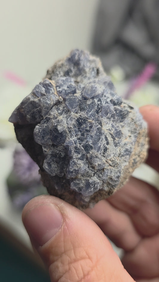 Blue Fluorite Rock Specimen: Raw Fluorescent Crystal from Arizona