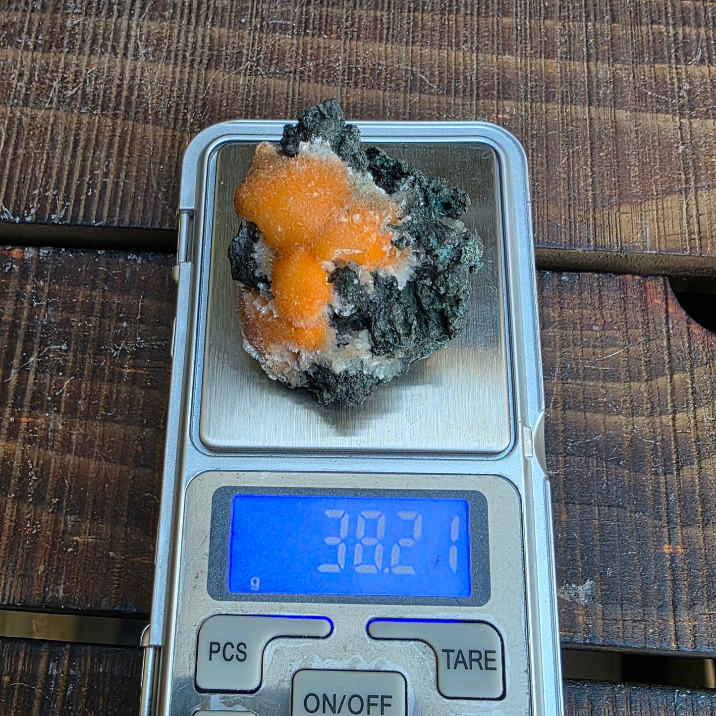 Thomsonite Mineral Specimen | Natural Orange Crystal on Basalt Matrix Rock