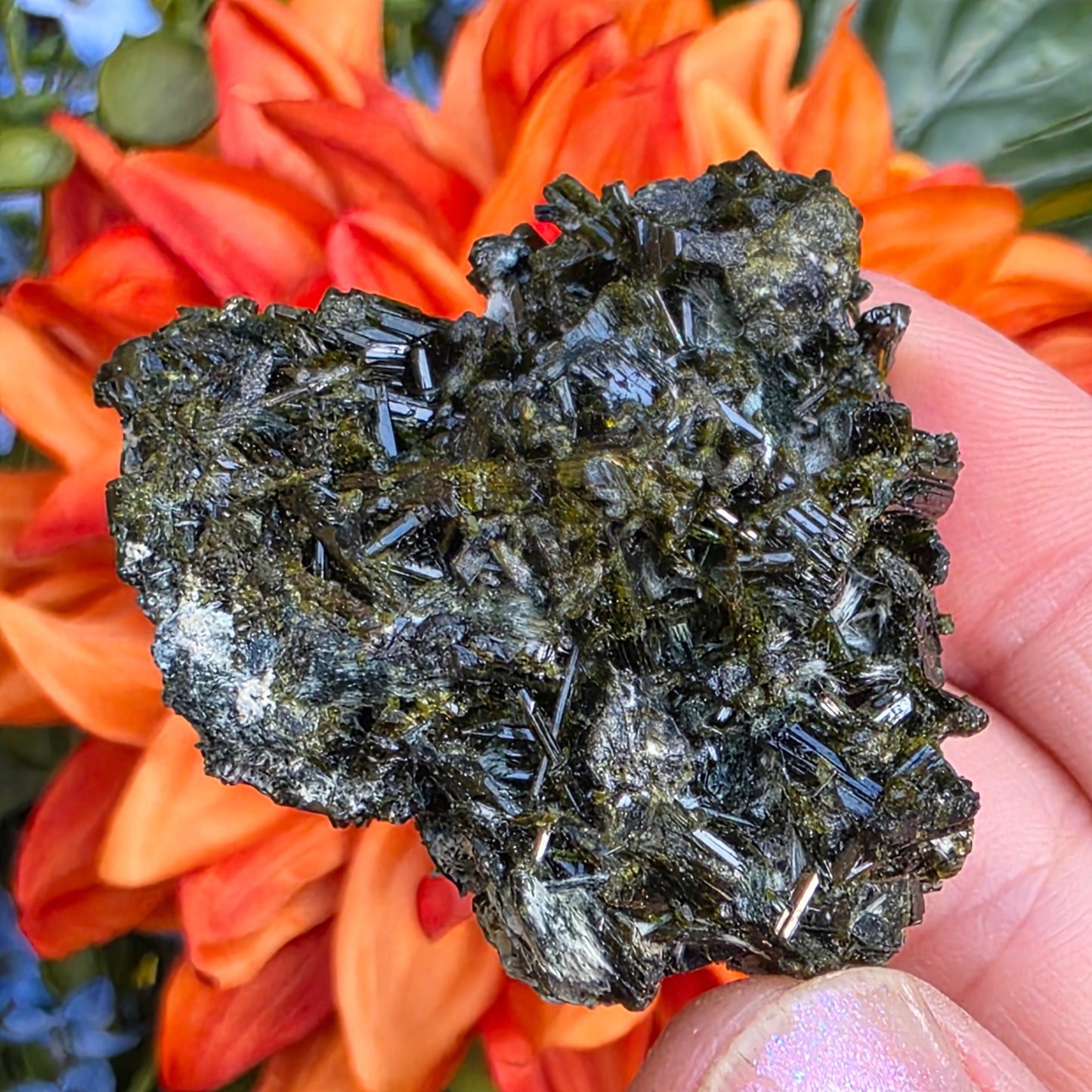 Epidote Cluster Rock Specimen | Raw Natural Green Crystal Mineral | 39.12 Grams