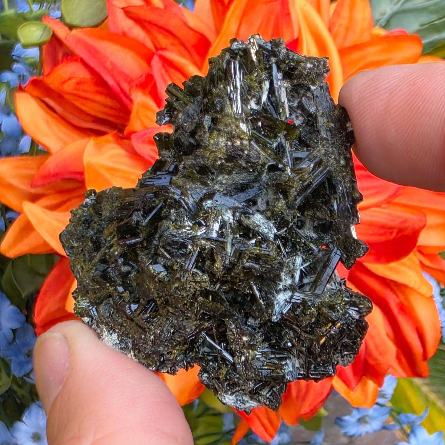 Epidote Cluster Rock Specimen | Raw Natural Green Crystal Mineral | 39.12 Grams