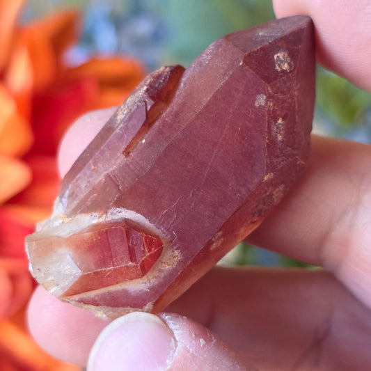 Pointed Red Quartz Crystal Specimen from Morocco | Rough Mineral Sample | 29.37 grams