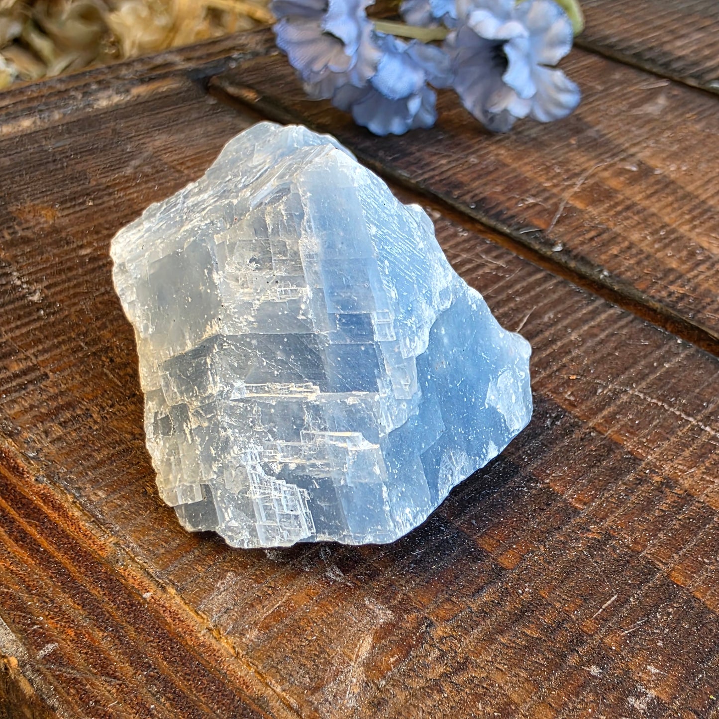 Blue Calcite Rock Specimen | Natural Crystal Mineral | 44.26 g