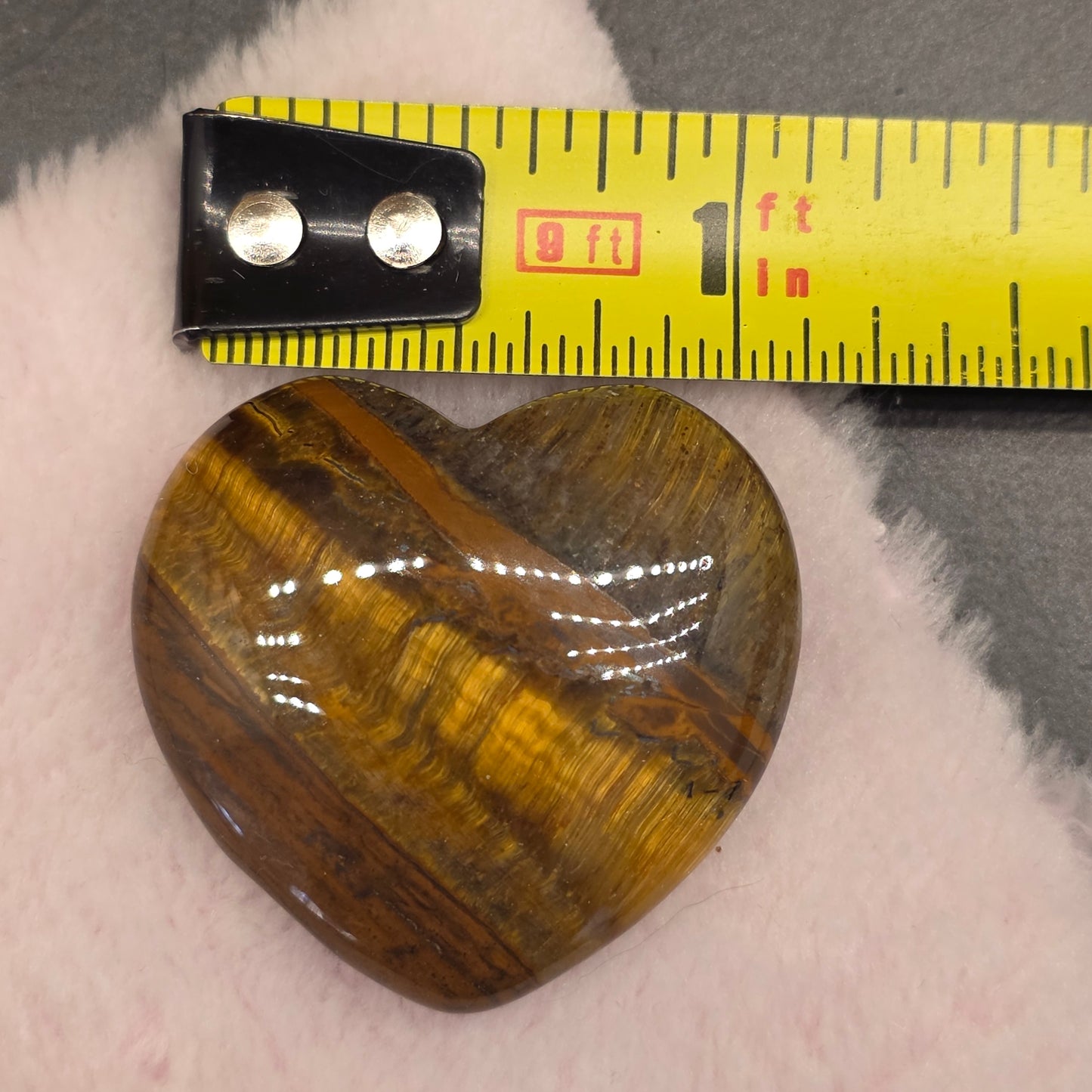 Tiger's Eye Heart, Shiny 1.25" Pocket Rock, Carved Gemstone