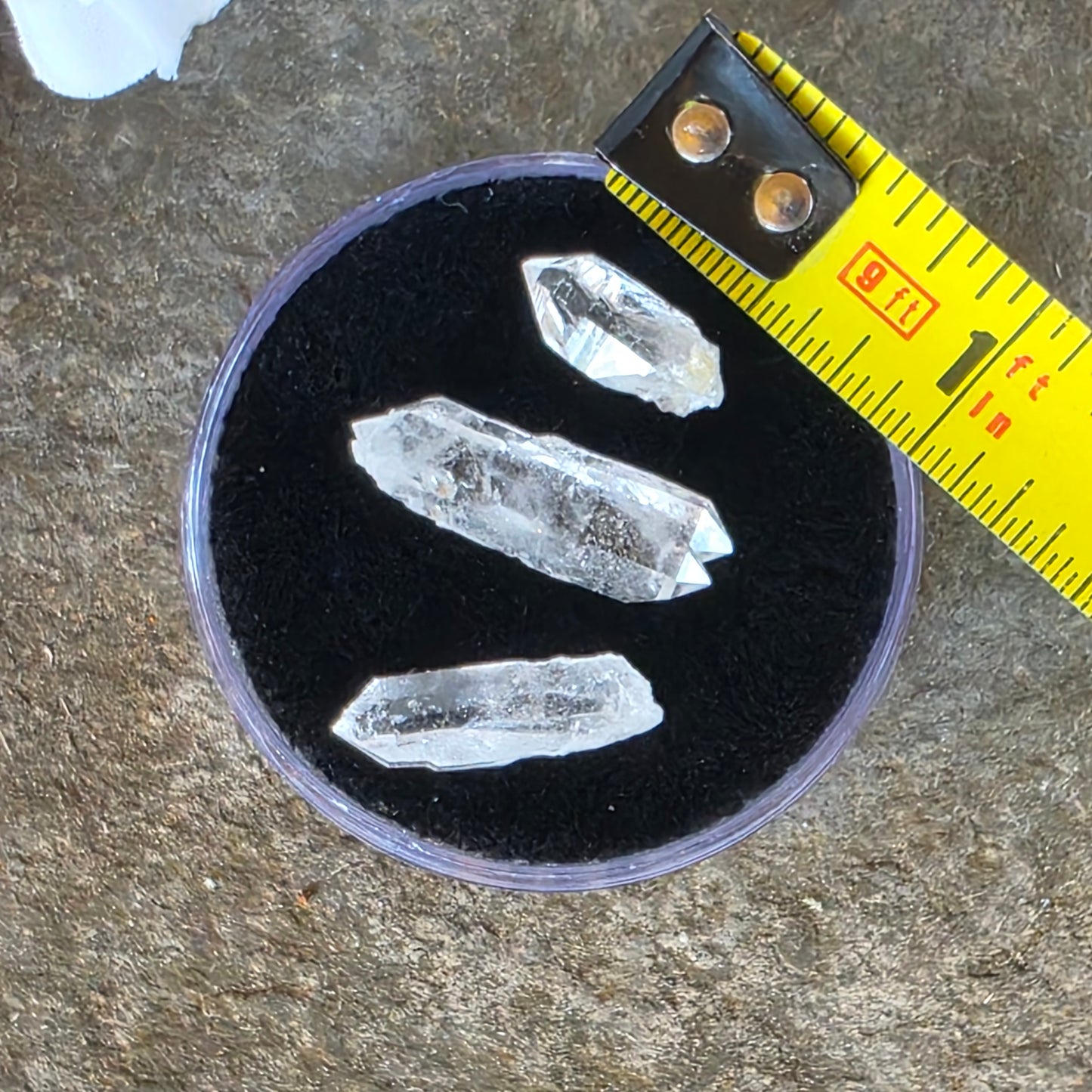 Arkansas Quartz Crystals | Three Small Pieces in a Gem Jar, from Mt. Ida