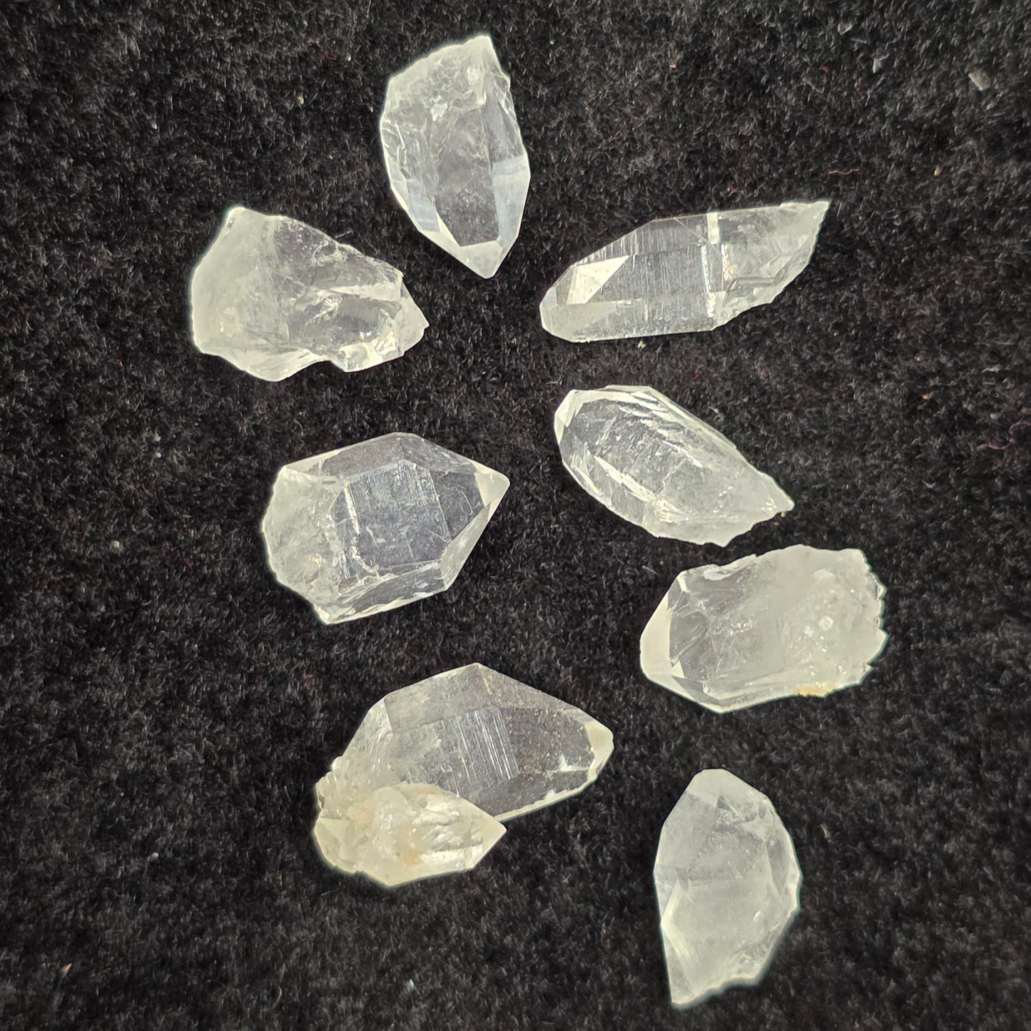 Eight Super Clear Arkansas Quartz Crystals | Beautiful Miniature Points | Mt. Ida