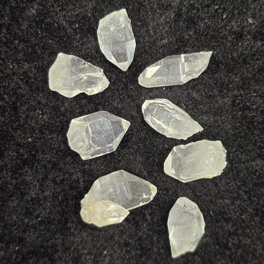 Eight Super Clear Arkansas Quartz Crystals | Beautiful Miniature Points | Mt. Ida