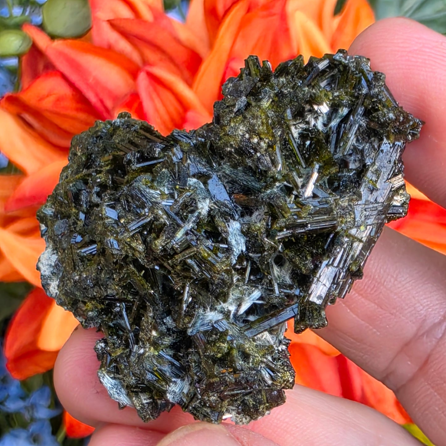 Epidote Cluster Rock Specimen | Raw Natural Green Crystal Mineral | 39.12 Grams